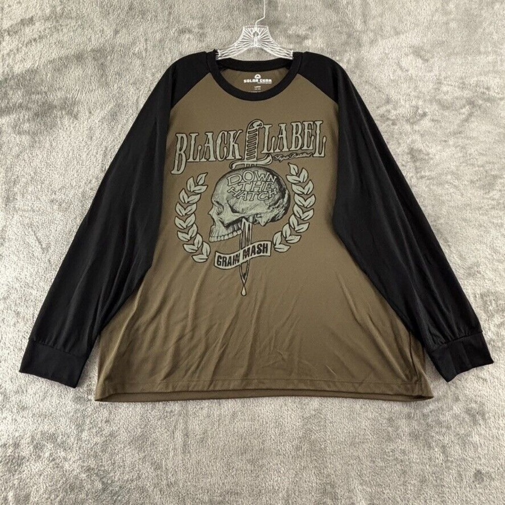 Black Label Grain Mash Long Sleeve Performance Shirt Mens L Skull Tattoo Graphic
